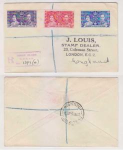 BC GILBERT & ELLICE ISLANDS 1938 R-COVER PT. ADELAIDE TO LONDON F,VF