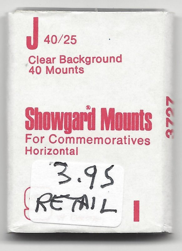 SHOWGARD CLEAR MOUNT J,  40 MM X 25 MM,  RETAIL $3.95