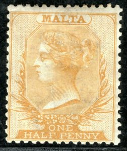 MALTA QV Classic Halfpenny Stamp SG.13 ½d Yellow (1881) Mint MM Cat £150 YBLUE4