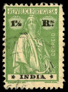 PORTUGUESE INDIA Sc 375K USED - 1921 1½r - Ceres, Ordinary paper - Perf 12 x 11½