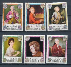 Ras Al Khaima 1972 - Wolfgang Amadeus Mozart , Paintings - 6 issues, MNH