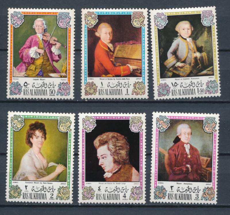 Ras Al Khaima 1972 - Wolfgang Amadeus Mozart , Paintings - 6 issues, MNH