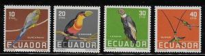 Ecuador 1958 Birds Macaw Toucan Hummingbirds Sc 634-637 MNH A245