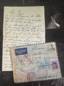 1940 Alexandria Egypt Dual Censored Cover to Caylus France Letter Enclosed