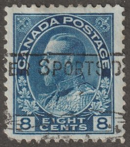 Canada, stamp, Scott#115, used, hinged,  8 cents,  blue, #QC-115