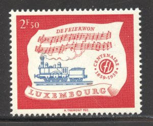 Luxembourg Scott 356 MNHOG - 1959 Centenary of Railroads Issue - SCV $2.00