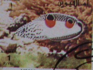 ​UMM AL QIWAIN 1973- TROPICAL FISH-UNDER WATER WORLD-CTO MINI SHEET VERY FINE