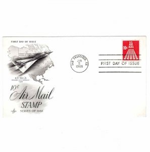 USA 1968 FDC Sc C72 Air Mail Stamp 10c Artcraft Cachet San Francisco CA