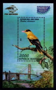 Indonesia Scott 1725  MNH** Pacific 97 Oriolus Chinensis Bird  Mini sheet