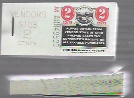 US Ohio Prepaid Sales Tax Numbered stamps. Complete booklet of 100 with stubs.