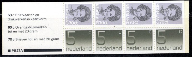 Netherlands Scott # 621a, mint nh, cpl. stamp booklet, se-tenant