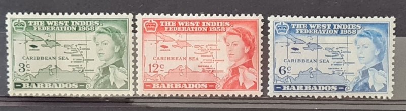 Barbados 1958 Federation sg303-305  Lightly  Mounted Mint As Picture.