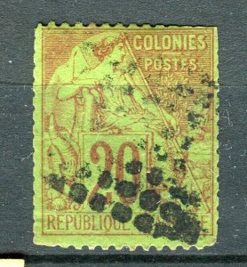 FRENCH COLONIES; 1880s General issue used 20c. value + Postmark,