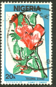NIGERIA 1986 20k Tecoma Stans Flower Pictorial Sc 493 VFU