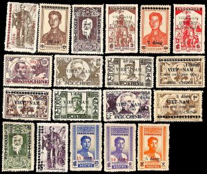 Vietnam 1946, Overprints 19v, Unused (hinged)