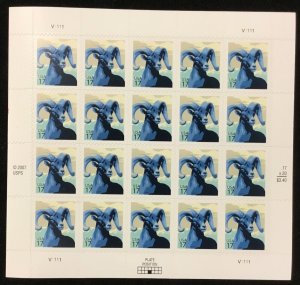 4138    Big Horn Sheep   MNH 17 cent Sheet of 20    FV $3.40     Issued in 2007