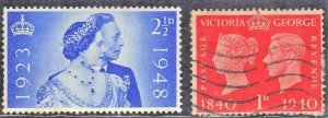 GREAT BRITAIN SC #253+267 1p+2.5p 1940+1948   SEE SCAN