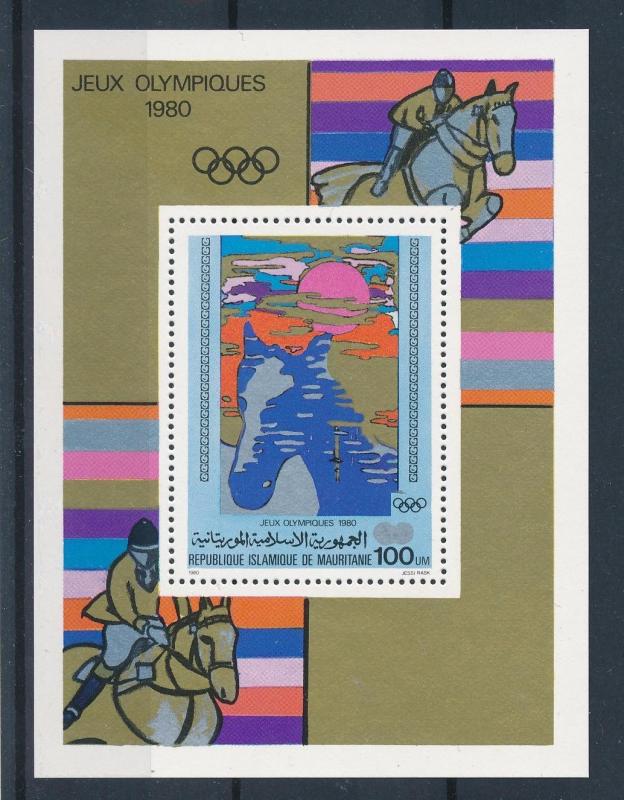 [60864] Mauritania 1980 Olympic games Moscow Equestrian Horses MNH Sheet