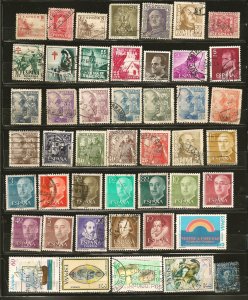 Spain Collection of 45 Different Old Used Off Paper Stamps