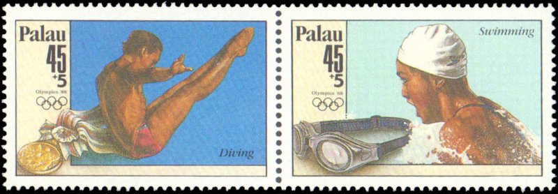 Palau #B2a, B4a, Complete Set(4), Pairs, 1985, Olympics, Sports, Never Hinged