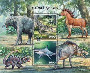 LIBERIA - 2020 - Extinct Species - Perf Souv Sheet - Mint Never Hinged