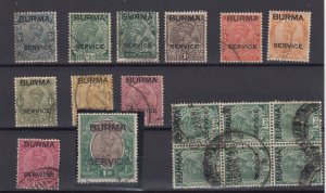 Burma KGV 1937 Service O/P Collection To 1R BP9958