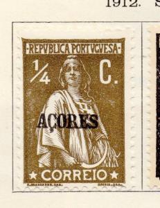 Azores 1911 Early Ceres Issue Fine Mint Hinged 1/4c. Optd Acores 151505