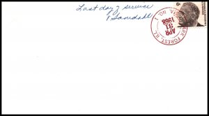 US Last Day of Service Forest Park,IL station 1 Post Office 1968 Cancel Cover