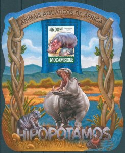 Mozambique 2015 MNH Wild Animals Stamps Hippos Hippopotamus 1v S/S III