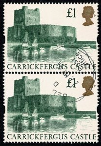 GB 1992 £1 Castle High Value (Harrison). Fine used vertical pair. SG 1611