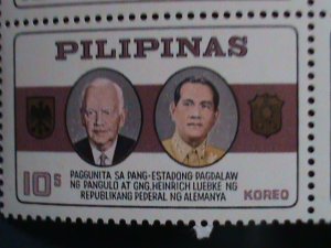 ​PHILIPPINES-1965-SC#919-21-VISIT- PRESIDENT HEINRICH LUBKE-GERMANY-MNH BLOCK