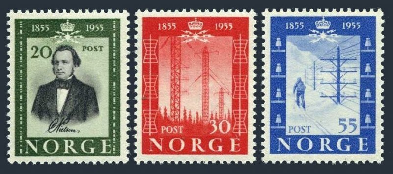 Norway 334-336,MNH.Mi 387-389. Telephone line,1954. Radio Tower,Carsten Nielsen.