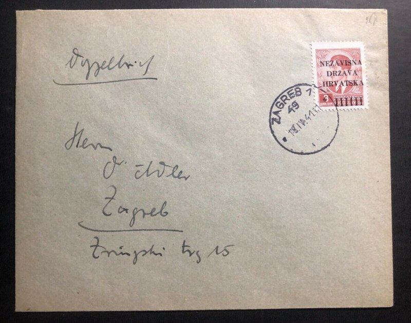 1941 Zagreb Croatia Germany State cover Locally Used Sc# 5