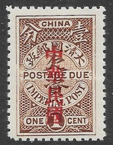 China ROC Scott J26 MH brown 1c Postage Due issue of 1912