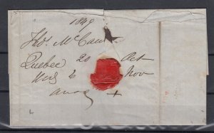 Canada 1849 London Canada Quebec Pre Stamp Cover To London Postal History BP5054