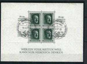 Germany B104 Mi Blk 9 Hitler Birthday Hamburg Cds 1937 VF SCV $70.00