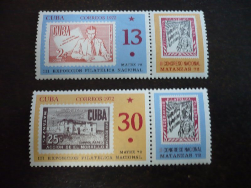 Stamps Cuba- Scott# 1744-1745 -Mint Hinged Set of 2 Stamps Se-Tenant with Labels