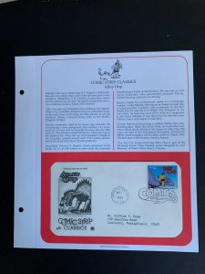 comic strip classics stamps FDC with introduction pages