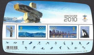 Canada #2366c MNH ss, 2010 Vancouver winter Olympic venues, ovpt. Vancouver 2010
