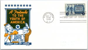 US FIRST DAY COVER SALUTING THE YOUTH OF AMERICA KEN BOLL CACHET CRAFT 1948