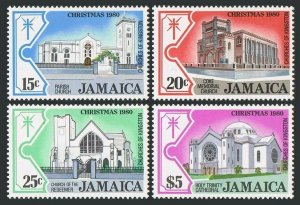 Jamaica 491-494,494a,MNH.Mi 492-495,Bl.16. Christmas 1980.Churches of Kingstown.