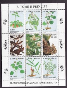 St Thomas & Prince-Sc#1290-unused NH sheet-Plants-Orchids-Fl