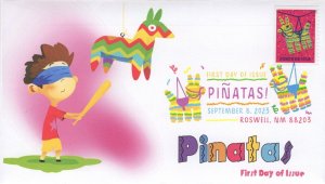 23-215, 2023, Piñata’s, First Day Cover, Digital Color Postmark, Roswell NM