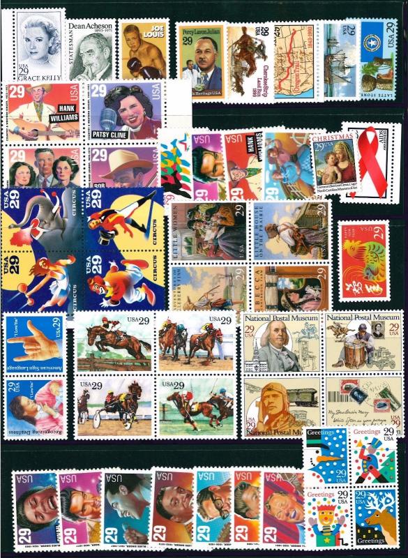 US 1993 Commemorative Year Set with 47 Stamps MNH