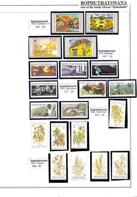 SOUTH AFRICA (BOPHUTHATSWANA) — SCOTT 1-302 — 1977-93 COMPLETE — SCV $242