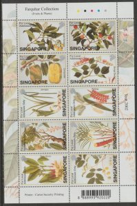 SINGAPORE - 2002 - History, Fruita & Plants - Perf 10v Sheet - Mint Never Hinged