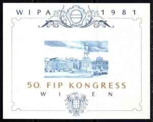 1981 Austria Souvenir Sheet WIPA 50th Philatelic Exhibition Vienna Imperforate