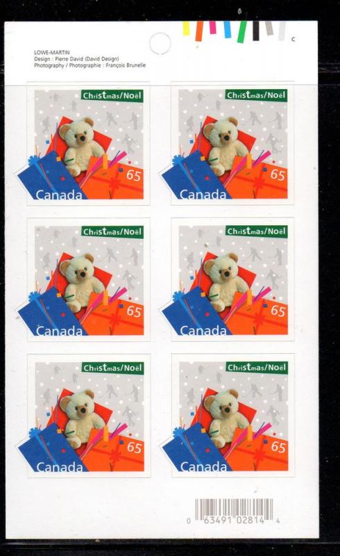 Canada Sc 2005a 2003 65c Christmas stamp bklt mint NH
