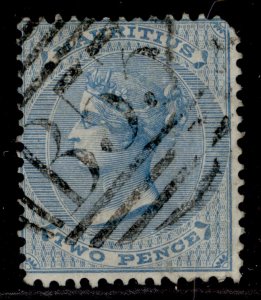 MAURITIUS QV SG60, 2d bright blue, USED. Cat £17.