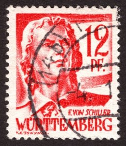 1948, Germany, French Occupation of Wurttemberg 12pf, Used, Sc 8N18